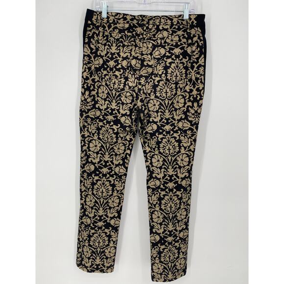 Lafayette 148 Pants Woman’s 6 Tapestry Print Luxury Black & Gold - Picture 2 of 11